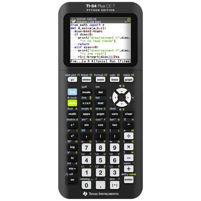 Texas Instruments TI-84 Plus CE-T Python Edition Calculatrice graphique noir,argent Ecran: 16 à batterie (l x H x P) 85