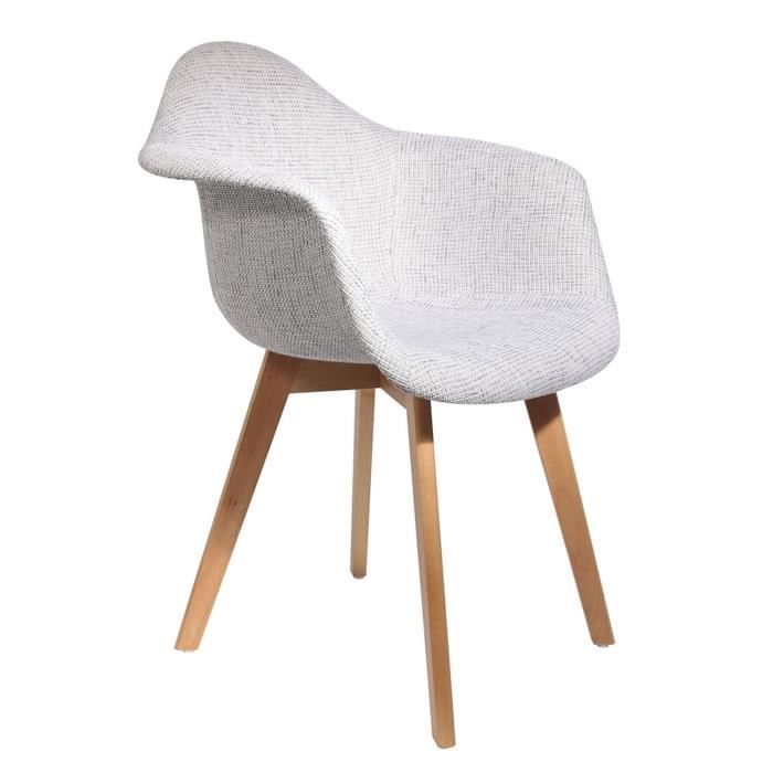 Fauteuil scandi en grosse maille Flora - Gris clair