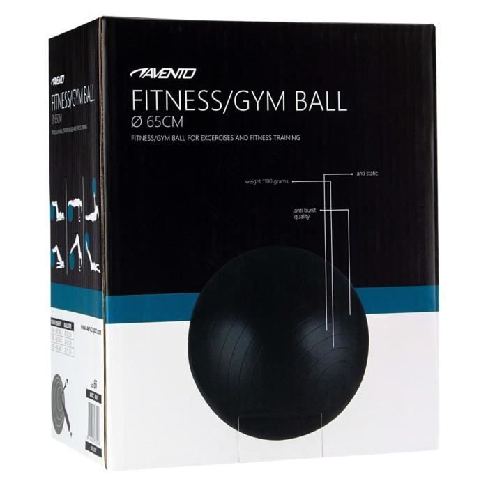 (433420) Ballon de fitness/d'exercice Diamètre 65 cm Noir SWT