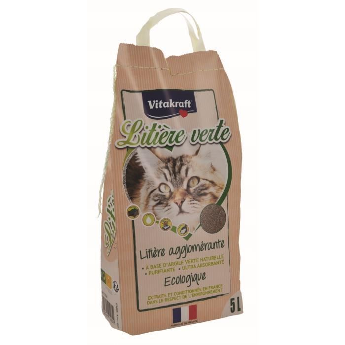 VITAKRAFT - Litière verte agglomérante et économique pour chat - 5 L - Fabriquée en France