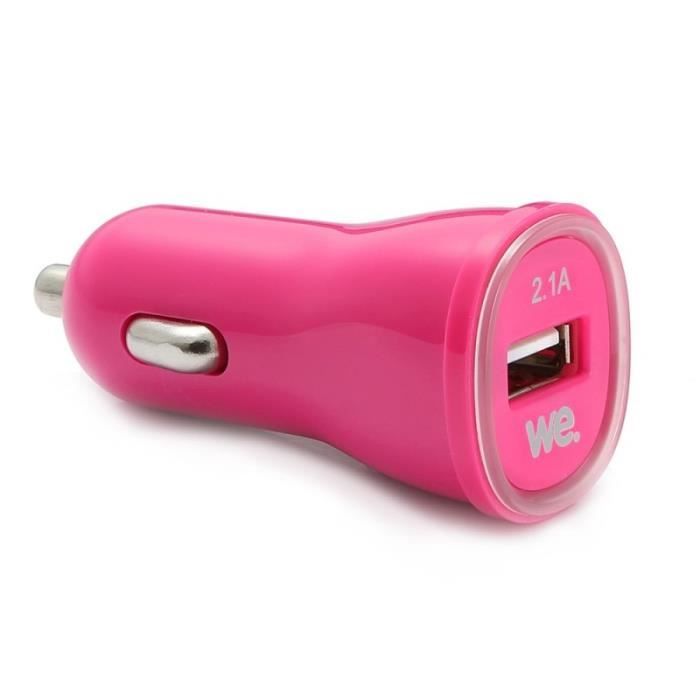 WE Chargeur allume-cigare USB 1 port - Fuschia