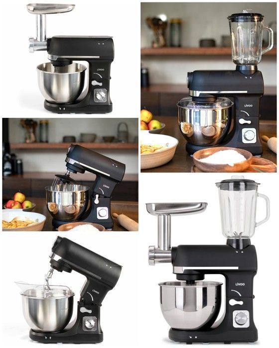 Robot Pâtissier Dyceros Série 700 - 1000W, Bol Inox 5L, 6 Vitesses + Pulse - Mouvement Planétaire - Accessoires Inclus - Marque Française