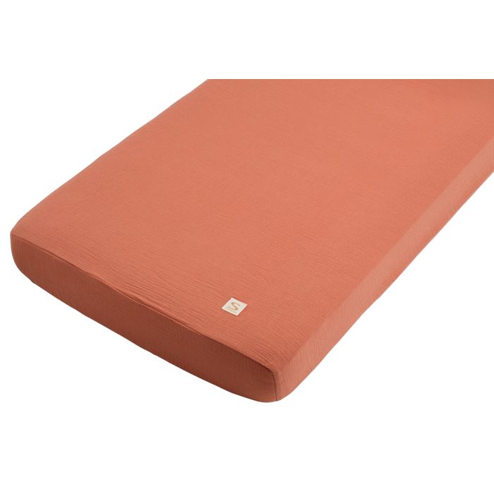 Draps housse bébé en coton bio - UNI TERRACOTTA