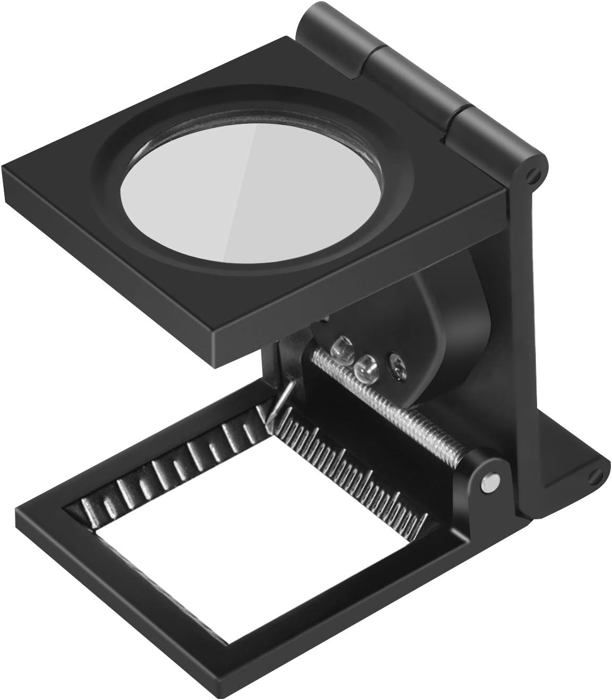 Loupe Pliable 20x Avec Étui - Portable Pour Lecture, Bijoux, Cartes (Noir, Chiffon Inclus)