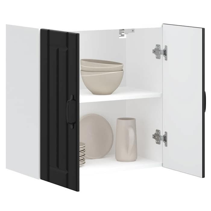 vidaXL Armoire murale de cuisine Lucca noir bois dingénierie meuble mural de cuisine armoire pour mur de cuisine armoire 853818