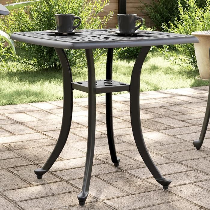 vidaXL Table de jardin noir 53x53x53 cm aluminium coulé table table de patio meuble d’extérieur table d’extérieur 4002816