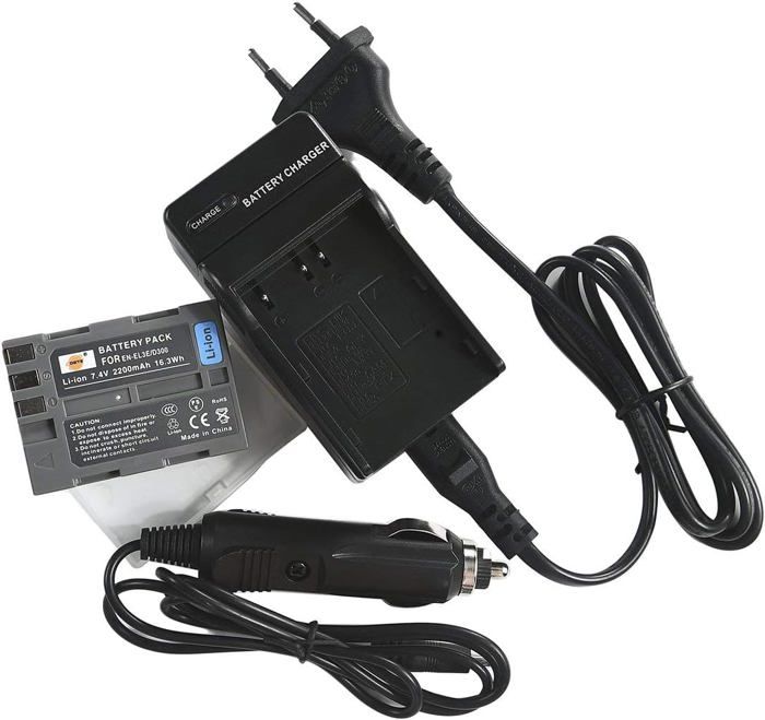 Rechange Batterie et DC11E Voyage Chargeur pour Nikon EN-EL3E D30