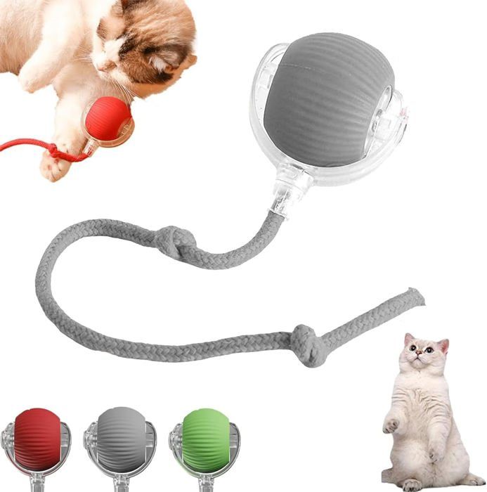 Comparer les prix de Jouet pour chat balle roulante rayée rechargeable USB jouet tournant automatique idéal pour toutes les tailles et races - Gris