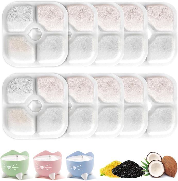 Meilleurs prix pour Lot de 10 Filtre Fontaine Eau ChatCompatible avec la Fontaine à Eau pour Animaux de Compagnie Catit PIXI. Système de Filtration