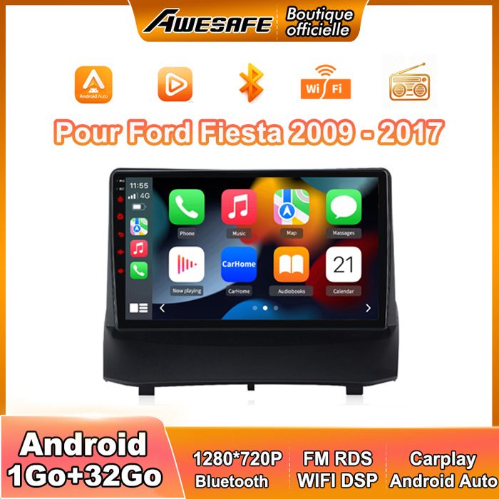 Autoradio Android 15 9" Avec Carplay/Android Auto Sans Fil Pour Ford Fiesta 2006-2011 - 4Go/128Go, GPS, WiFi, Bluetooth, Caméra De Recul - 6