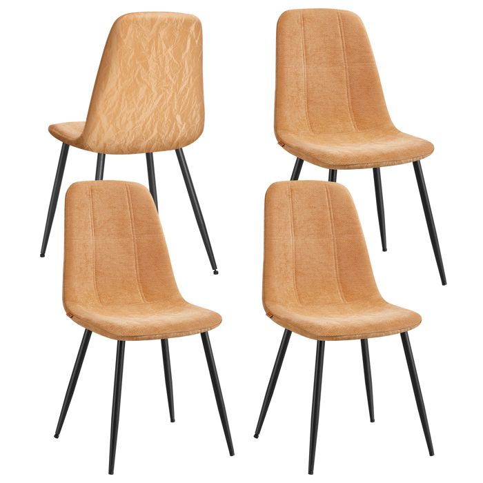 Chaises Salle à Manger - VASAGLE - Lot de 4 - Tissu Chenille - PU Glacé - Marron Caramel Chaises Salle à Manger - VASAGLE - Lot de 4 - Tissu Chenille - PU Glacé - Marron Caramel