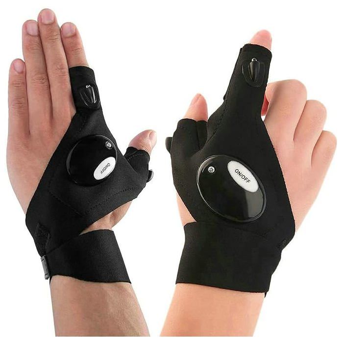 ®TONLRGY Pièces Gants de pêche en plein air Gants de lampe de poche LED pour camping randonnée pêche survie durgence