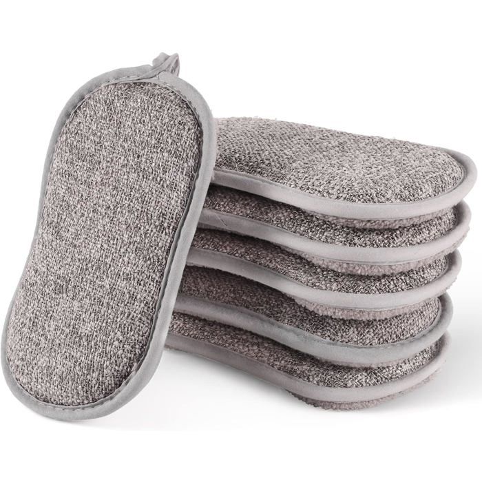 6 Pcs Eponge Reutilisable Lavable Éponges Double Faces Réutilisable Éponges Vaisselle Lavable Anti Rayure et Multi Surfaces-15cm