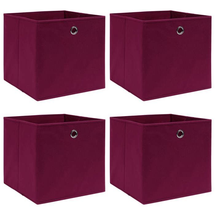 Boîtes de rangement pliables - vidaXL - Rouge foncé - 32x32x32 cm - Tissu non tissé - Pliable - Lot de 4