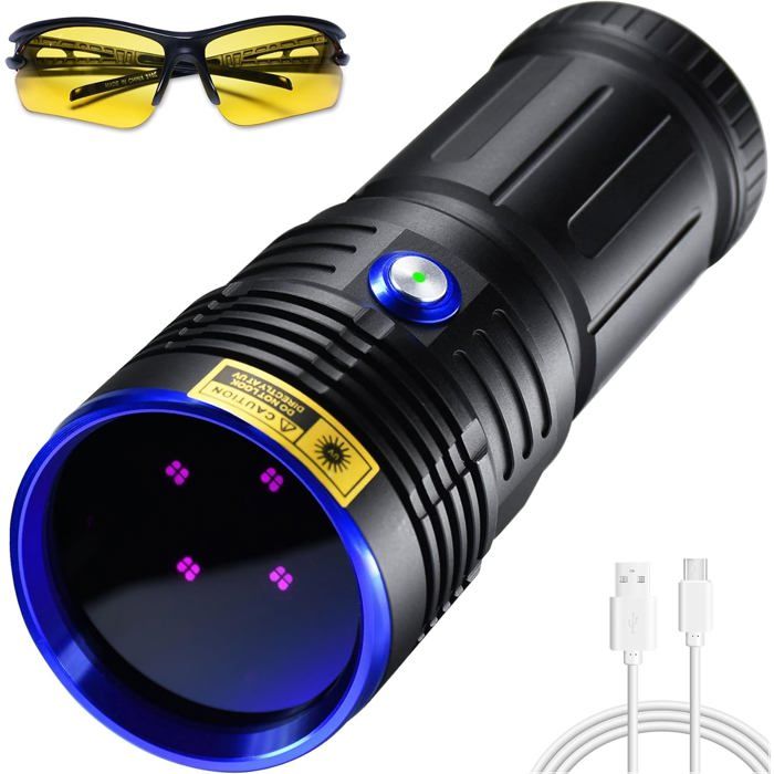 Lampe Torche UV DARKBEAM 365nm LED Rechargeable 50W - Détecteur Urine et Minéraux