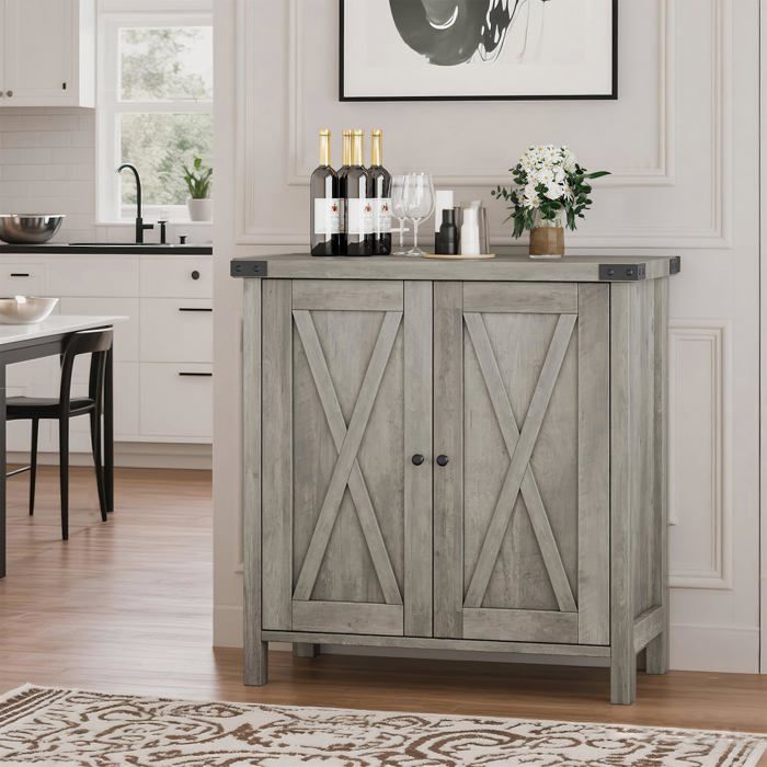 Buffet Moderne Buffet bahut avec 2 portes Rangement Armoire de Cuisine 40x76x80 cm Gris