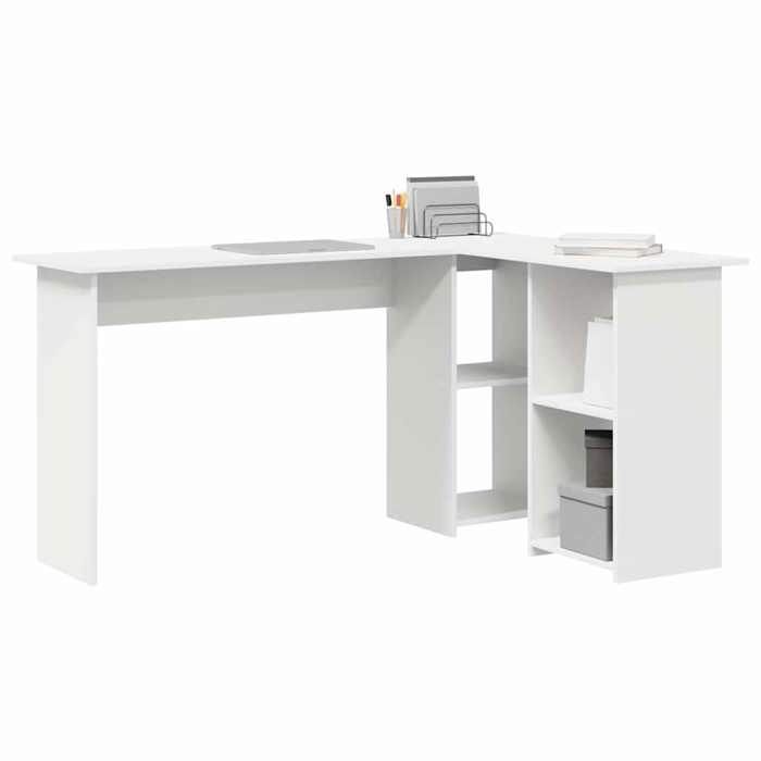 Bureau Blanc CLOUD Table à écrire Pour 1 personne avec étagèreBlanc 142x102x73 cm bois dingénierie BBB866