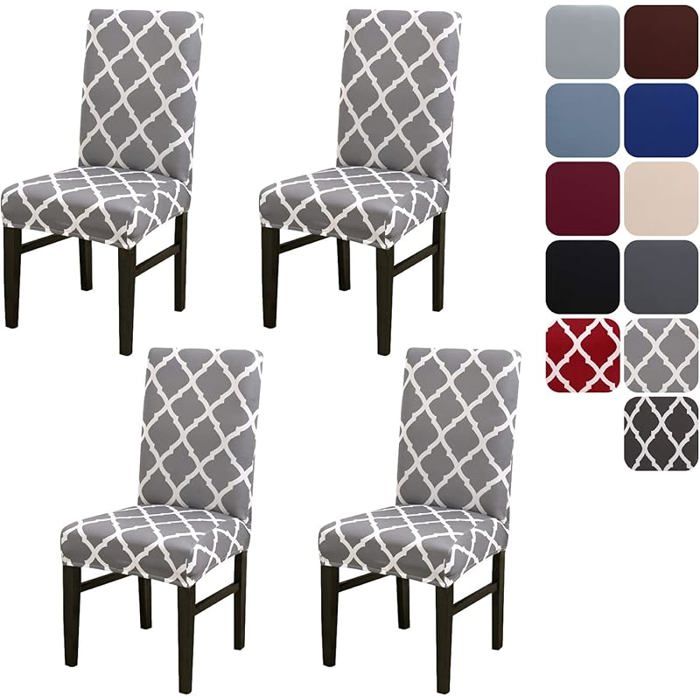 Housse de Chaise Couverture Protecteur de Chaise Salle a Manger Universel Amovible Lavable Moderne Durable 4 P HOUSSE DE FAUTEUIL