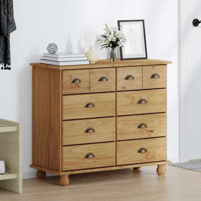 Moderne Commode ASKIM BURKE BUFFET BAS Marron 91x40x79 cm Bois de pin massif AA3160