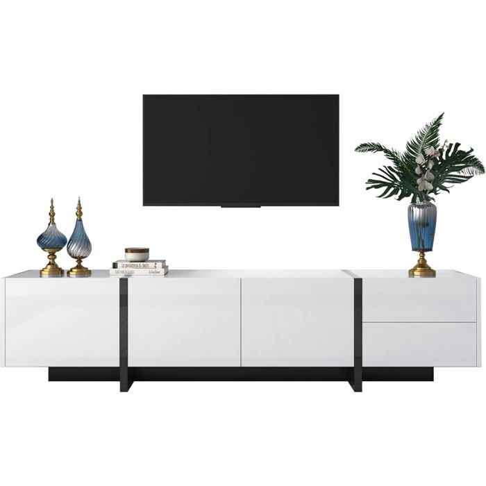 Meuble TV Moderne,Meubles de Salon au Design épuré,avec 2 Portes et 2 ...