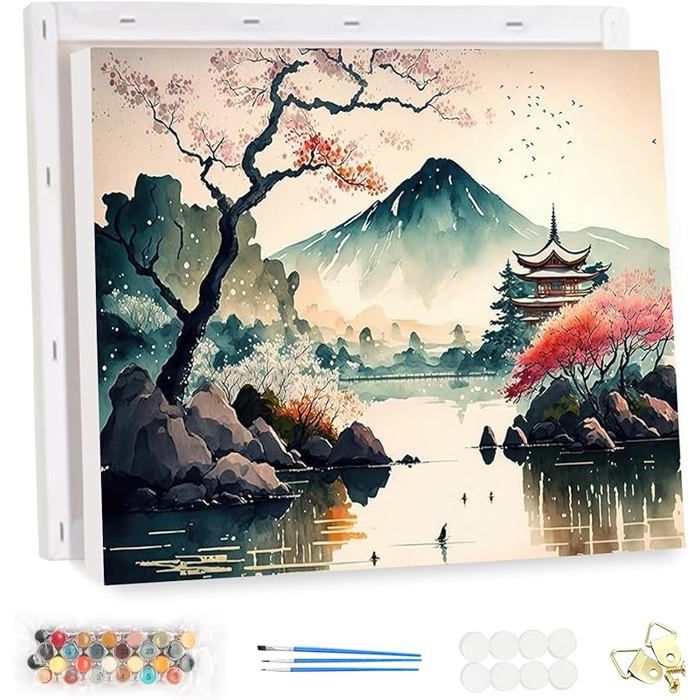TISHIRON Peinture Par Numéros Adulte – Jésus Et Paysage Lunaire – Kit DIY Toile 40x50cm Avec Cadre – Loisir Créatif Et Relaxant