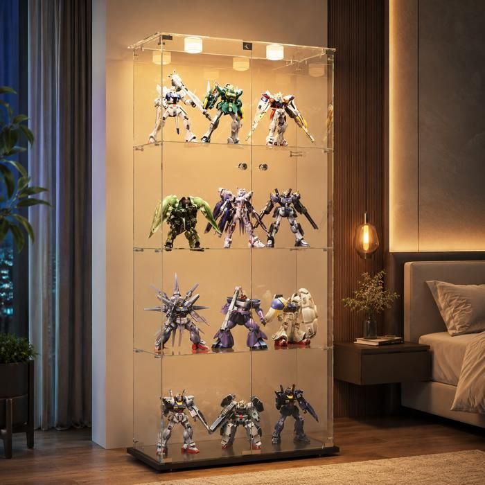 Vitrine en verre led,vitrine en verre 4 etageres 2 Porte vitrine verre ...