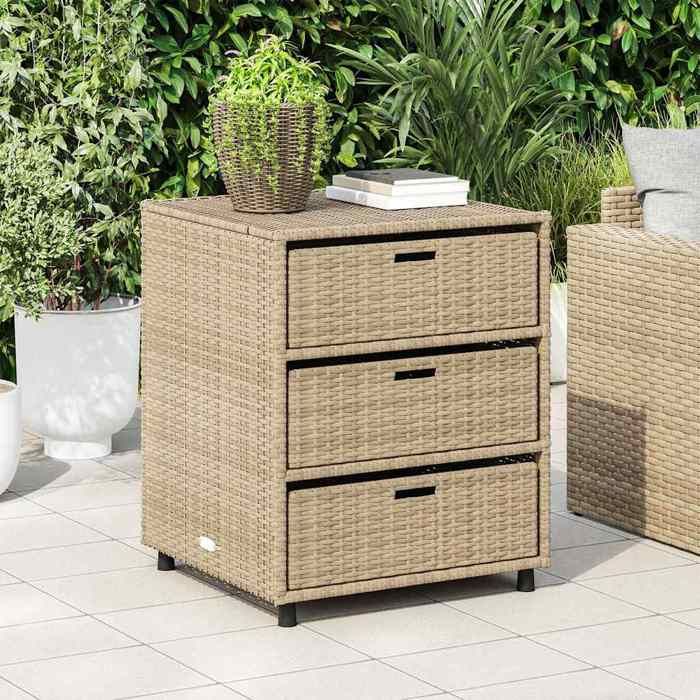 Beige Armoire de rangement de jardin beige 55x59x69 cm résine tressée - Coffres de jardin H6078