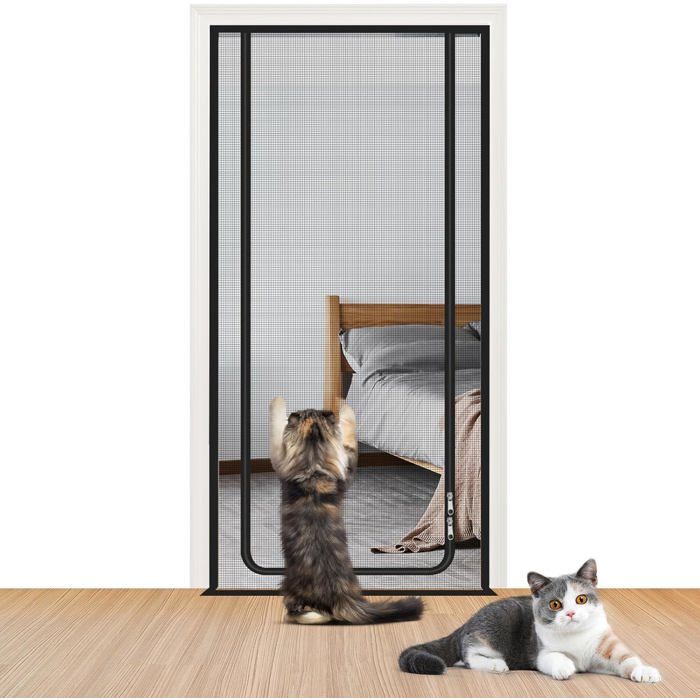 Moustiquaire pour porte de balcon porte de terrasse - Sans perçage - Avec fermeture éclair - 90 x 200 cm