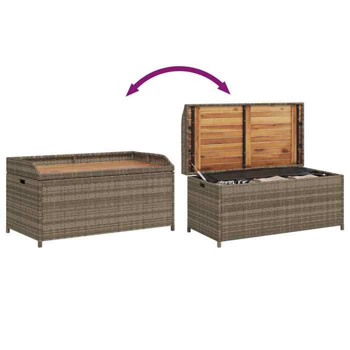 Sale 2026@ Banc de rangement gris résine tressée et bois dacacia - Banquette de balcon @6986