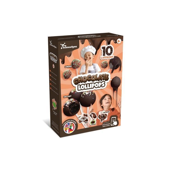Kit de fabrication de chocolat - SCIENCE4YOU - Fabrique de sucettes - 10 sucettes - 8-11 ans - Moules & toppings