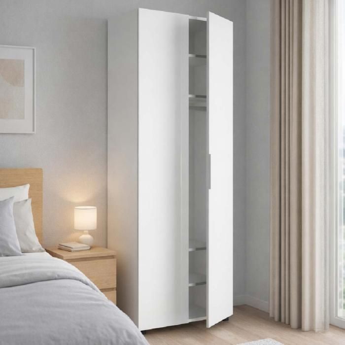 Armoire Kendor 70x181h cm en bois 2 portes blanc mat Armoire Kendor 70x181h cm en bois 2 portes blanc mat
