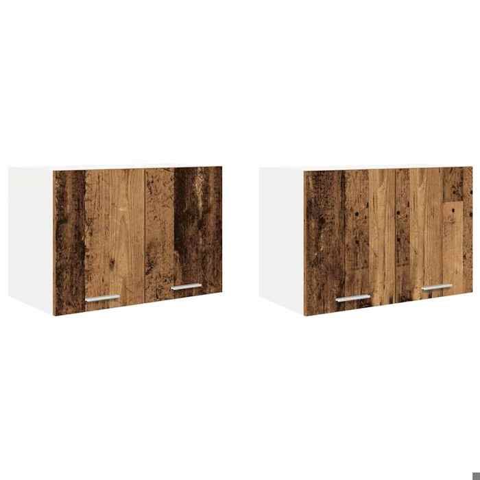 Marron Placard suspendue - Armoire Murale 2 pcs Bois ancien et Blanc 60x31x40cm FZ68951