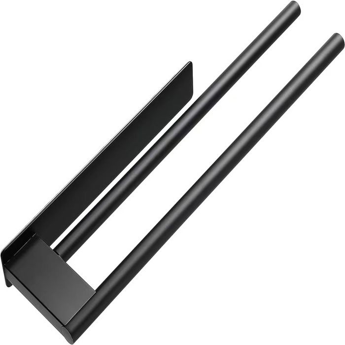Towel Rack – HAWUJ – Barre double en acier inoxydable – Sans perçage – Pour salle de bain et toilettes – Noir