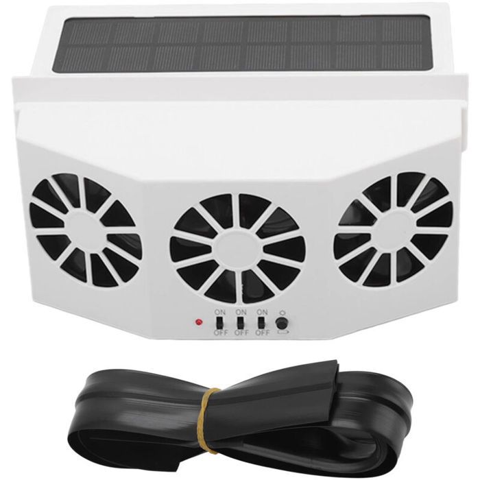 Refroidisseur voiture solaire 3 ventilateurs grand angle ventilation efficace ABS blanc