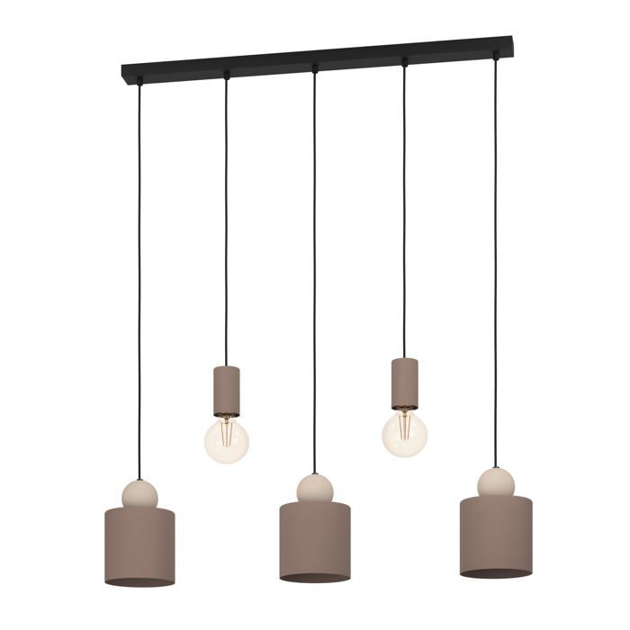 Suspension luminaire Gazzola lustre à 5 lampes pour salon et salle à manger lampe de plafond suspendue en métal moka et sable d