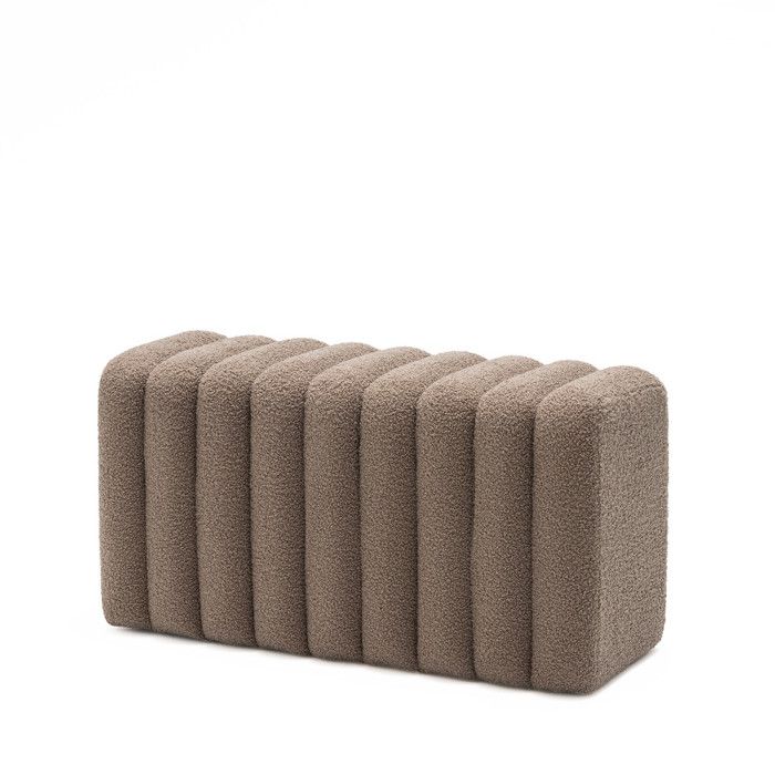 Leto - Banc rembourré en tissu bouclette L79cm - Taupe Leto - Banc rembourré en tissu bouclette L79cm - Taupe
