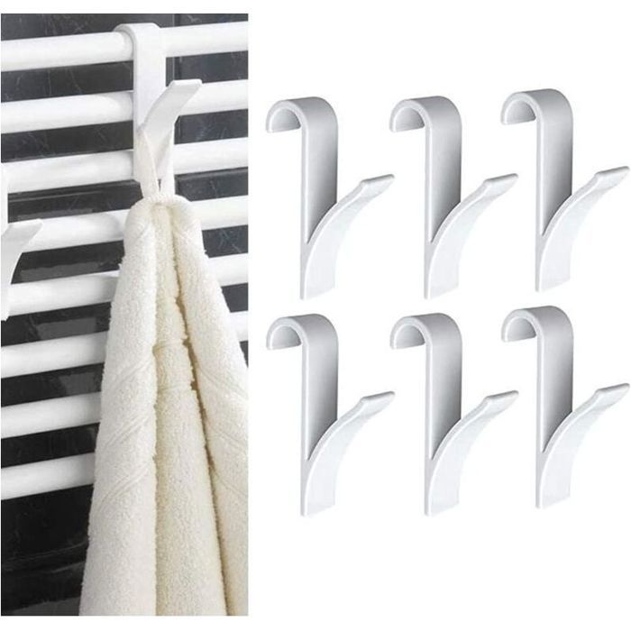 8 pièces Crochets de Radiateur à Serviettes Crochet Radiateur Sèche Serviette Crochet pour Radiateurs Plastique Blanc Patères Rad