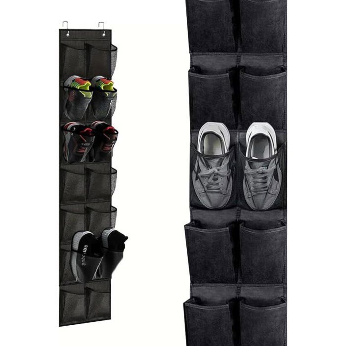 Range et suspendez vos chaussures avec le mural multifonctionnel 14 poches 2 crochets noir