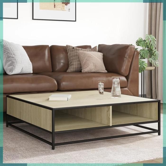 Table basse - 848775 - Chêne sonoma - 100x100x30 cm - Bois dingénierie & métal