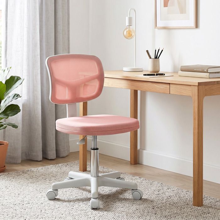 Chaise de bureau - Ergonomique sans accoudoirs - Dossier maille respirante - Assise mousse - Hauteur réglable 42-54 cm