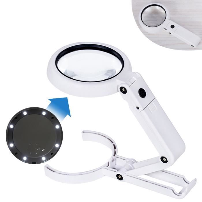 Lampe Loupe LED Pliable 5X/11X Avec Support – Lampe De Table Portable, Neuve