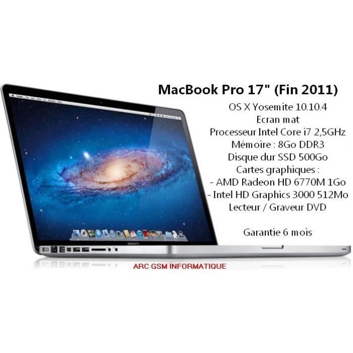 Achat PC Portable MacBook Pro 17" Core i7 pas cher
