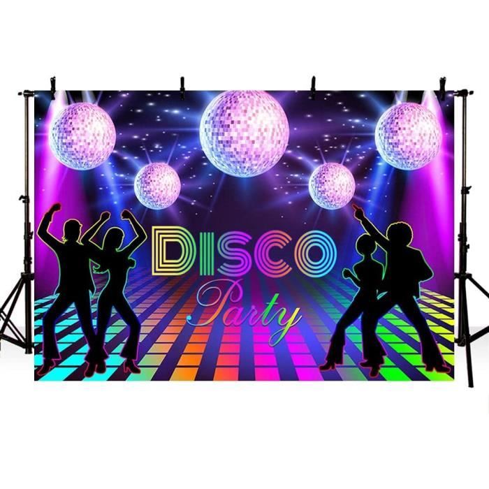 Toile De Fond Disco 2.1x1.5m - Décor Fête Années 70 80 90 Neon Shining