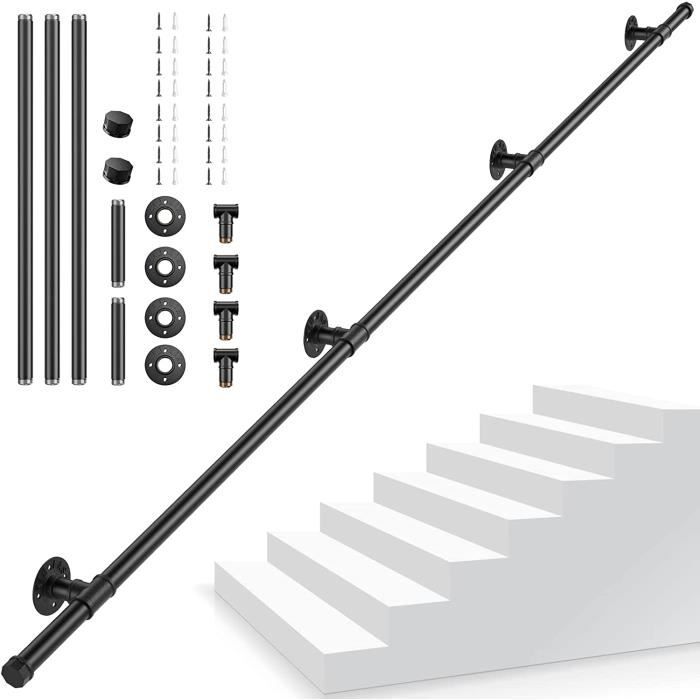 Main Courante pour Escalier Intérieur Extérieur, Antidérapante Rampe d'escalier Métal Acier Galvanisé Corps de Support Poignée Ramb