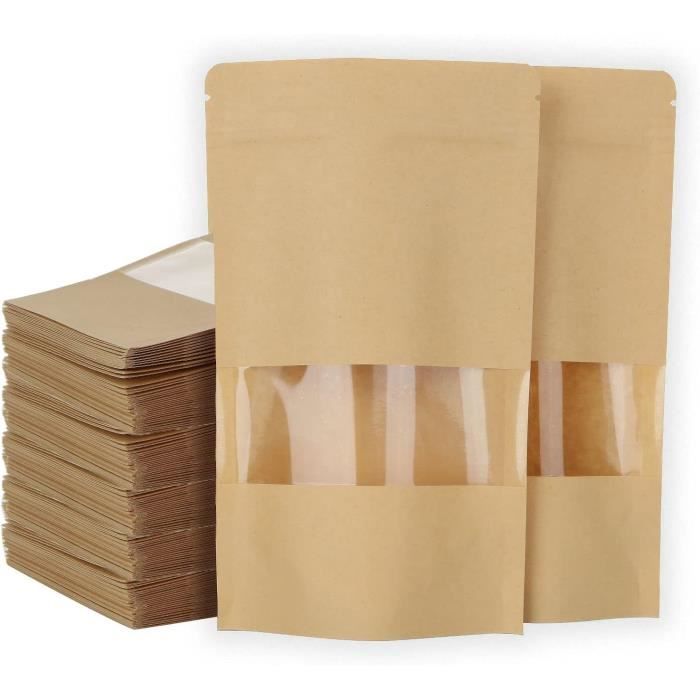 SENENQU Lot de 200 Sachet kraft Alimentaire avec 12×20CM