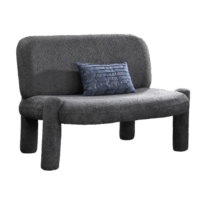 DANITA - Canapé 2 places design effet peau de mouton anthracite DANITA - Canapé 2 places design effet peau de mouton anthracite