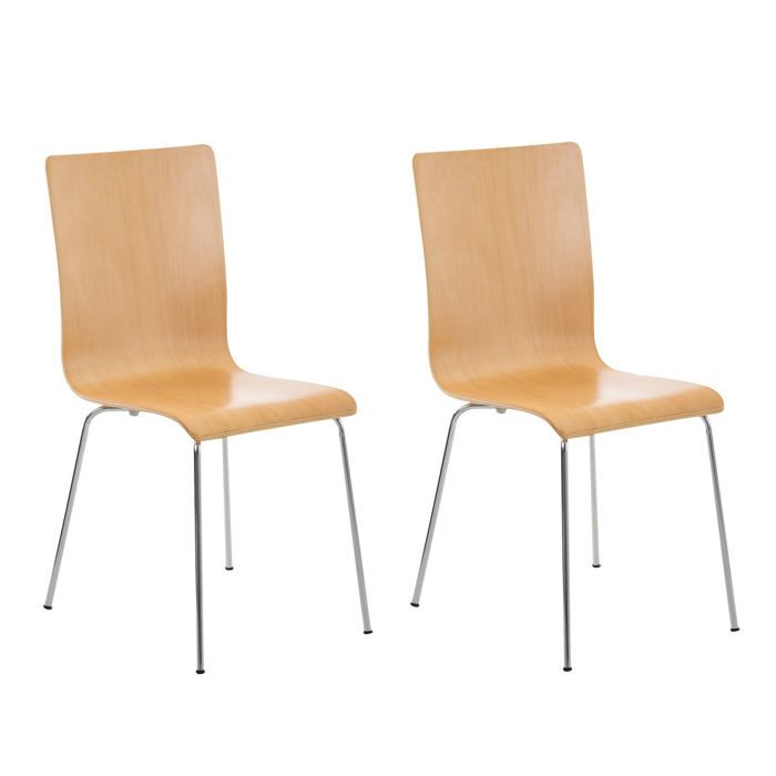 Lot de 2 chaises de cuisine en bois nature et metal CDS10069 Lot de 2 chaises de cuisine en bois nature et metal CDS10069