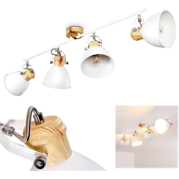 NETTLIFE Plafonnier Blanc Moderne : 4 Spots De Plafond Orientables En Metal Plafonnier Gu10 Pour Chambre Salle A Manger Sans Ampoule