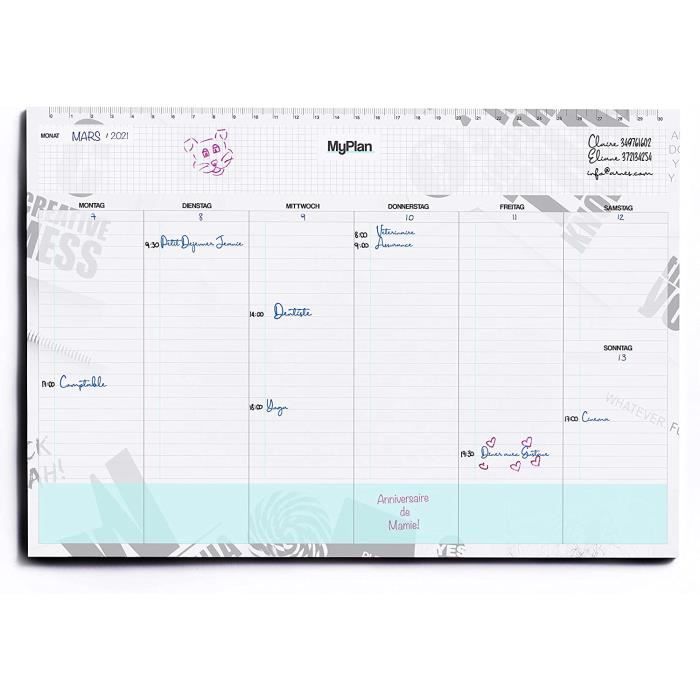 Tableau de liste amovible, tableau de planification, tableau d'horaire  quotidien avec carte vierge, tableau de Ours beige - Cdiscount Maison