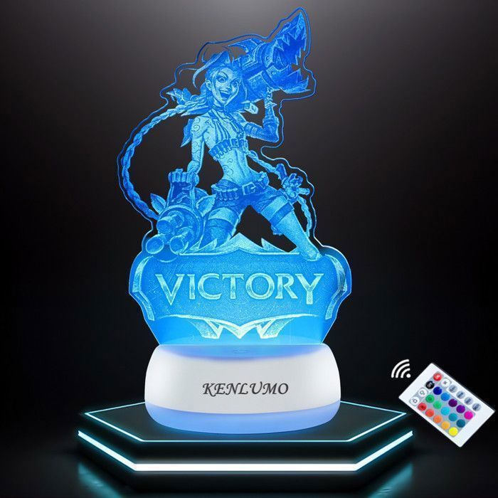 KENLUMO Lampe JINX Cadeau Noël enfant League of Legends Lampe de chevet LED télécommande Touchez pour changer de couleur decoration